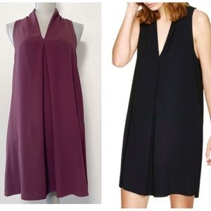 Aritzia Wilfred silk sleeveless trapeze dress in burgundy colour